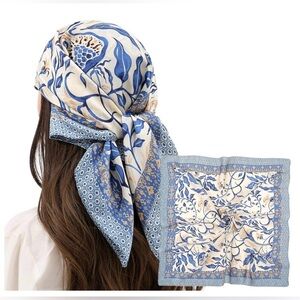 Elegant Blue and Cream Scarf